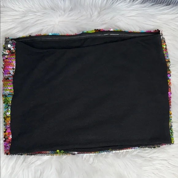 Wild Fable Multicolor Sequin Top Size L Festival Clubwear Sparkly Strapless Y2K - Picture 5 of 8